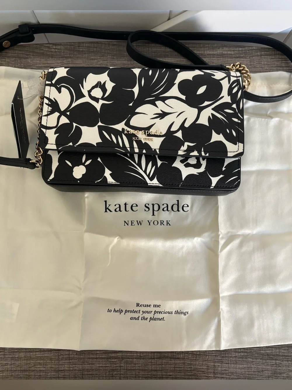 NWT Kate Spade ♠️ Morgan Tropical Foliage Flap Chain Wallet